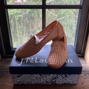 J. McLaughlin Melva Vachetta leather woven loafers women’s size 8 NWT.